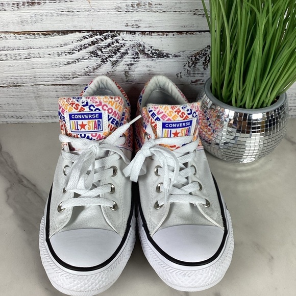 Converse size 9 Madison Wordmark Canvas White Sneakers Multicolor Tennis Shoes - Picture 4 of 12